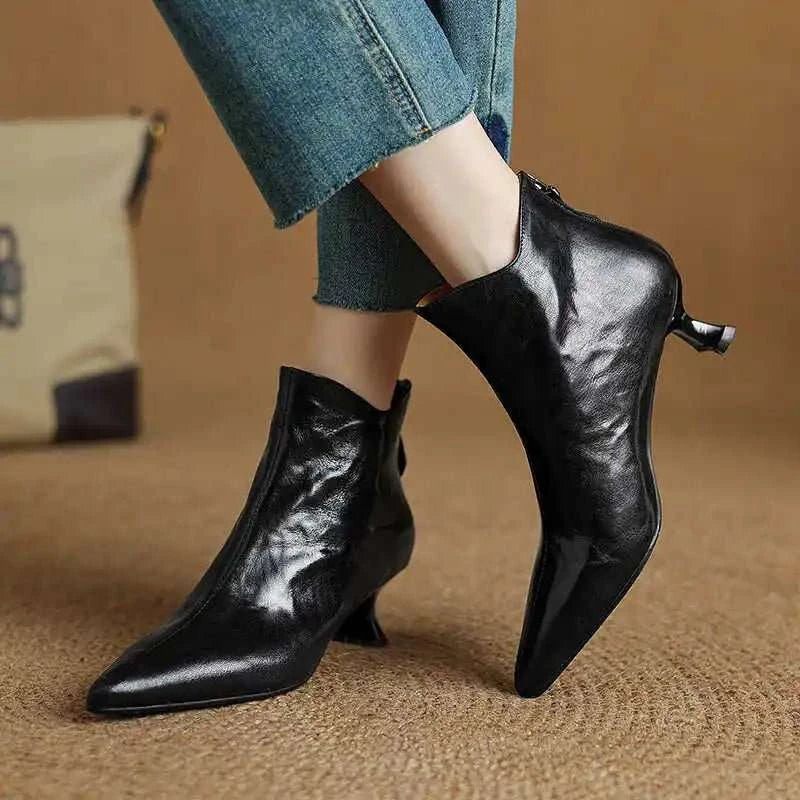Vintage Pointed Toe Women's Ankle Boots - Celina Studio