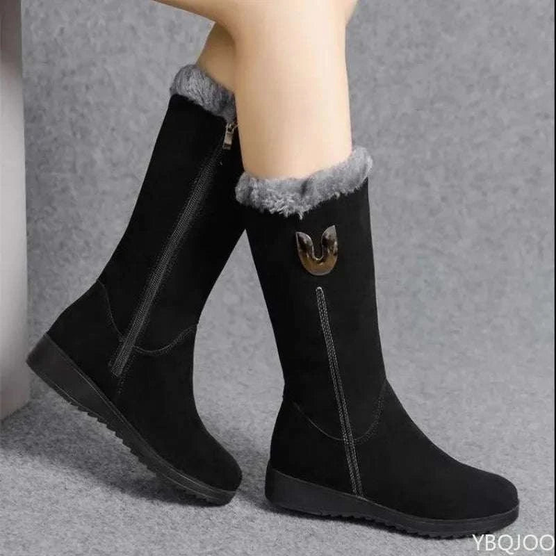 Warm Anti-Slip Side Zipper Snow Boots - Celina Studio